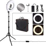 Ring Lamp Ring Light 18'' λευκό - 45W LED με ρυθμιζόμενο μαύρο τρίποδο + καθρέπτη 201018-23072